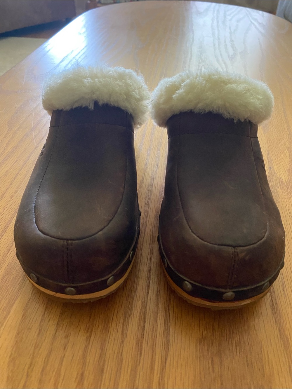 Brown Leather Ugg Australia Kalie Clog Shoes Mule sz 8